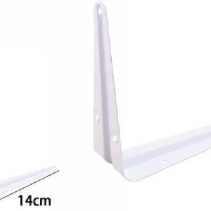 2pz Reggimensola Supporto Staffa Triangolare Mensola Metallo 12x14cm Bianca 07908