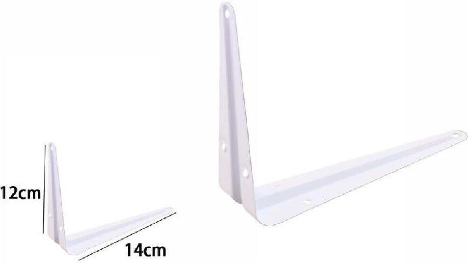 2pz Reggimensola Supporto Staffa Triangolare Mensola Metallo 12x14cm Bianca 07908