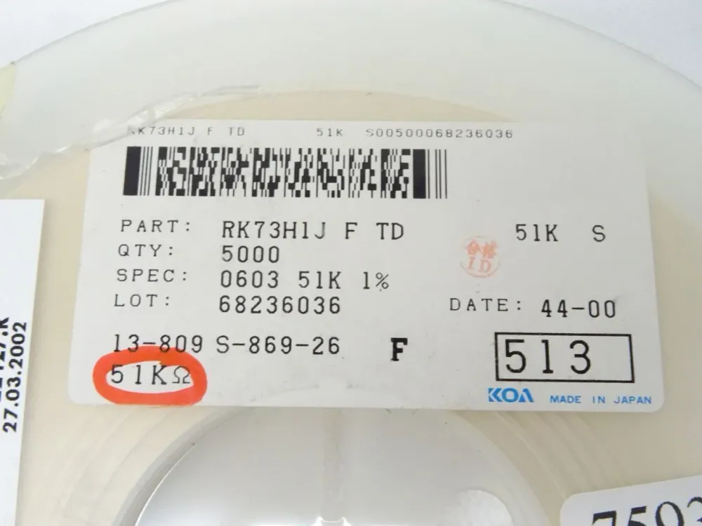 5000x KOA RK73H1J / 0603 51K Ohm Widerstände