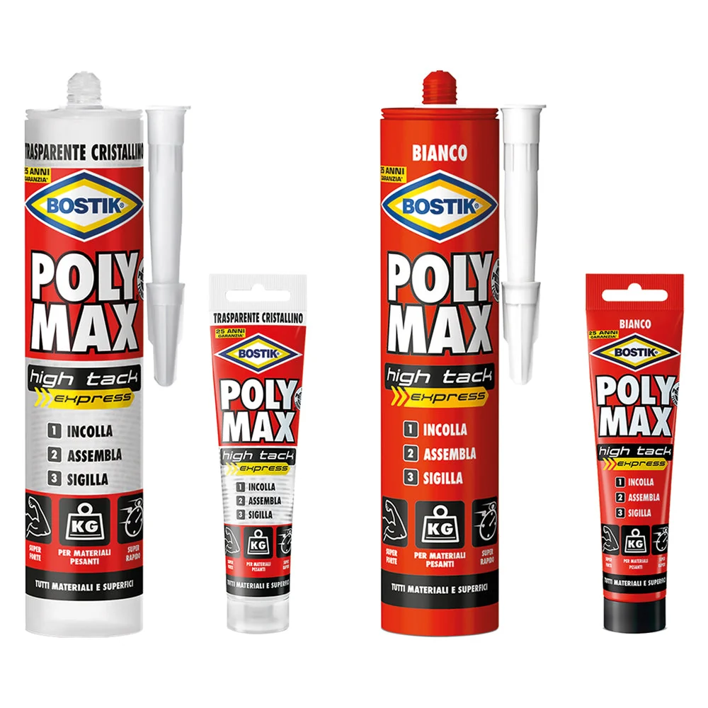 Adesivo Sigillante Universale 'Poly Max' Hte Gr. 115 - Cristal (Clip Strip)- 12 Pezzi - Bostik