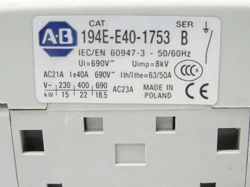 Allen Bradley 194E-E40-1753 Lastschalter Einbau 40A / Neu OVP