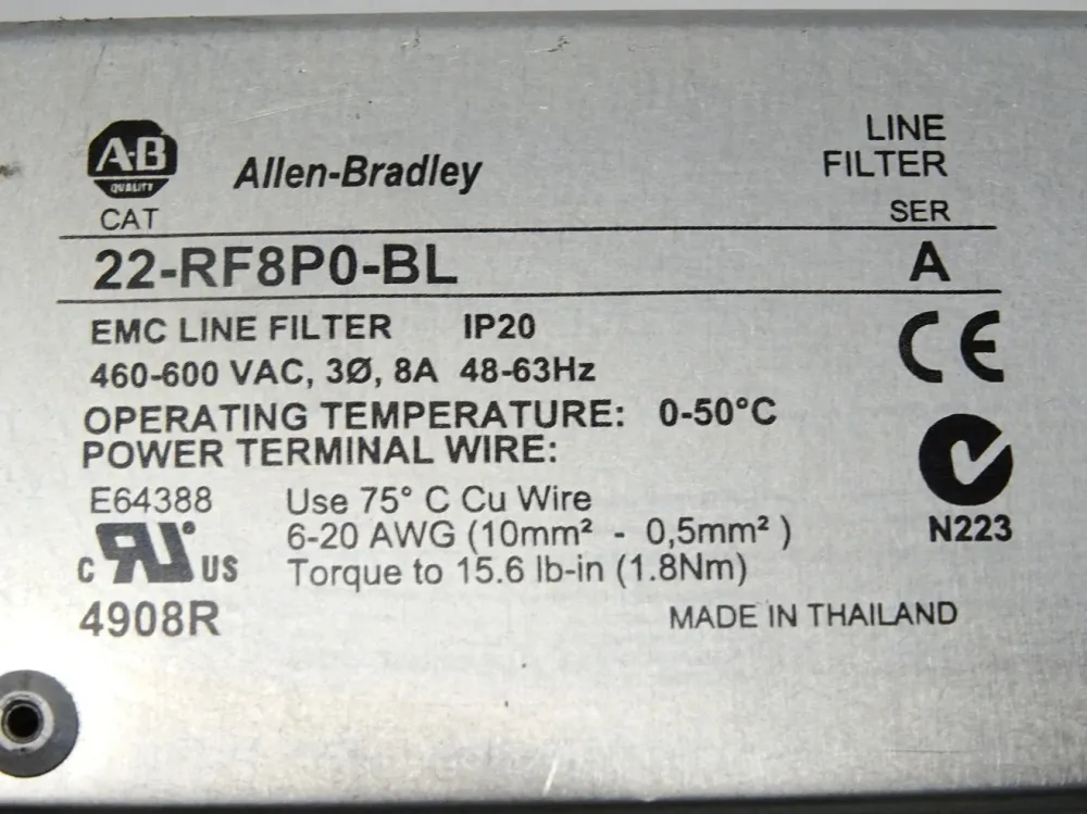 Allen-Bradley 22-RF8P0-BL EMC Line Filter