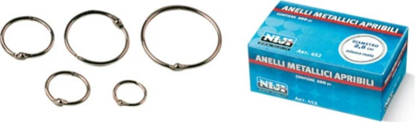 Anelli metallici - 5 2 cm - per rilegatura - Lebez - conf. 50 pezzi