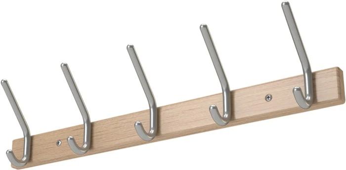 Appendiabiti da parete ( 3000284075 ) Profilo legno di faggio Interasse ganci 150 mm Ganci alluminio