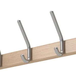 Appendiabiti da parete ( 3000284076 ) Profilo legno di faggio Interasse ganci 150 mm Ganci alluminio