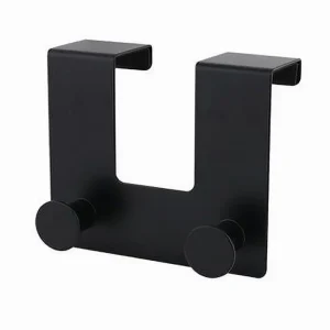 Appendiabiti Da Porta Con 2 Ganci 12.5x11.5cm Nero Per Asciugamani Vestiti 87775