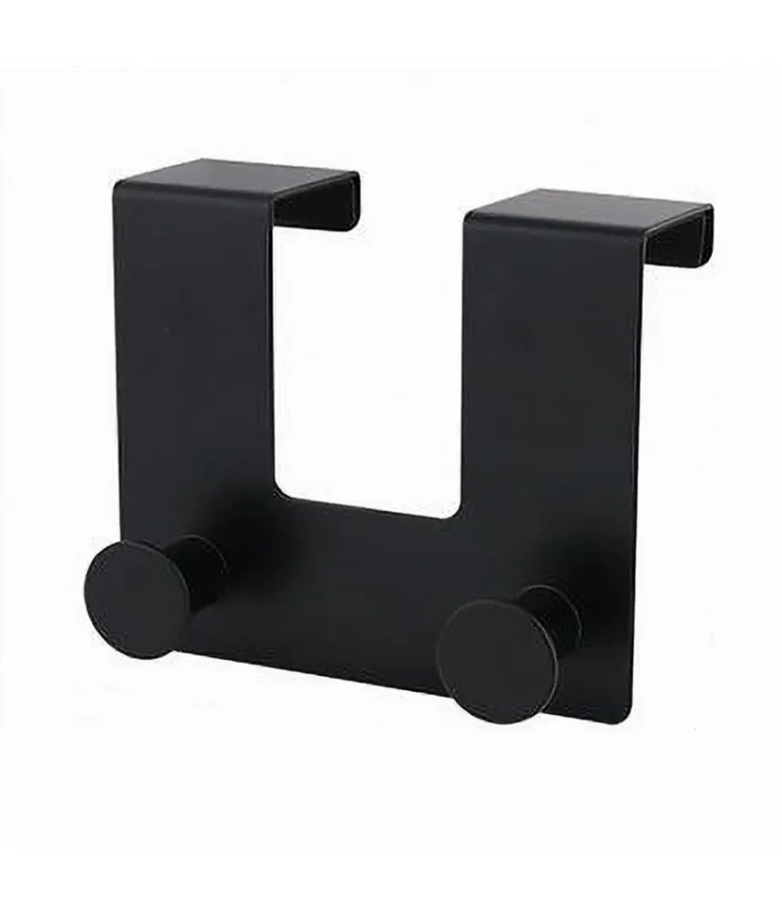 Appendiabiti Da Porta Con 2 Ganci 12.5x11.5cm Nero Per Asciugamani Vestiti 87775
