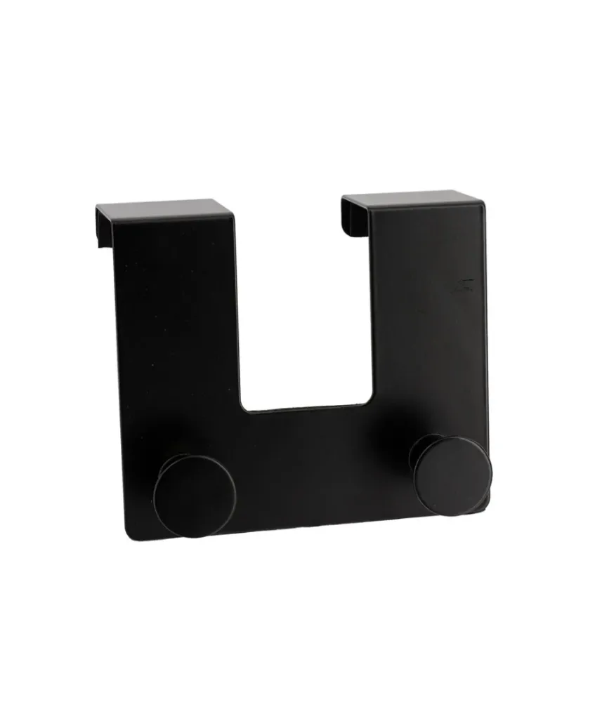 Appendiabiti Da Porta Con 2 Ganci 12.5x11.5cm Nero Per Asciugamani Vestiti 87775
