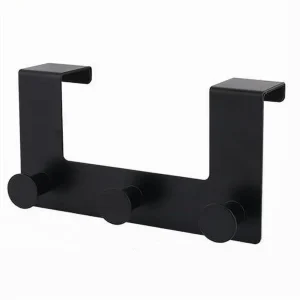 Appendiabiti Da Porta Con 3 Ganci 19.5x11.5cm Nero Per Asciugamani Vestiti 87776
