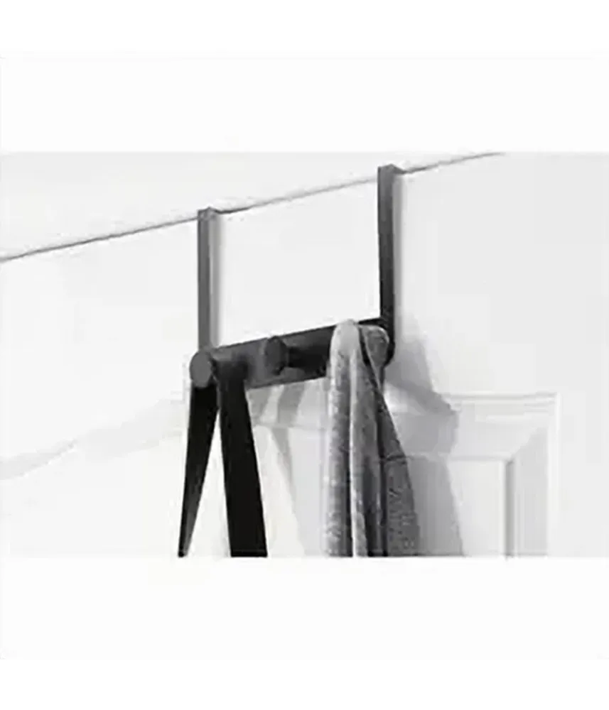 Appendiabiti Da Porta Con 3 Ganci 19.5x11.5cm Nero Per Asciugamani Vestiti 87776