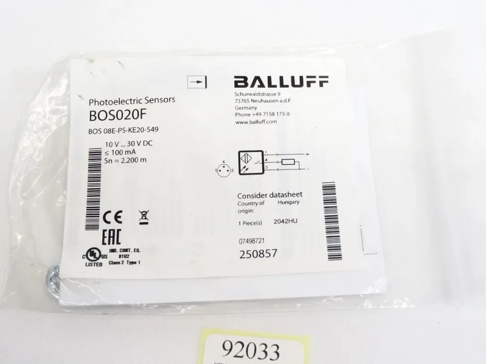 Balluff Photoelectric Sensor BOS020F BOS 08E-PS-KE20-S49 / Neu OVP