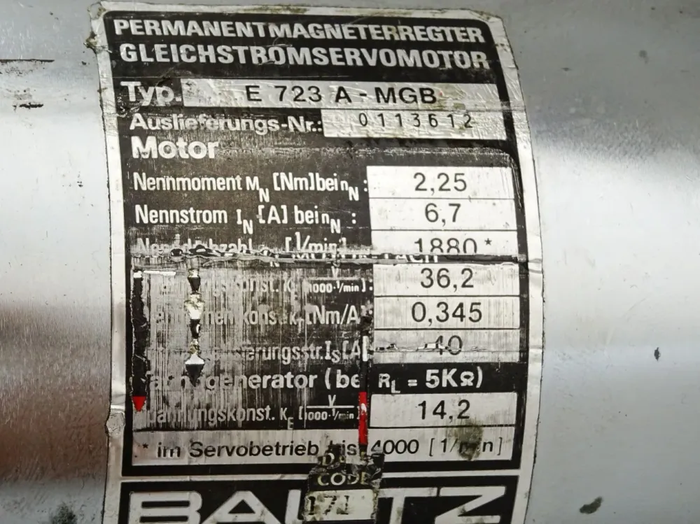 Bautz Gleichstromservomotor Servomotor E723A-MGB 1880/4000 min-1