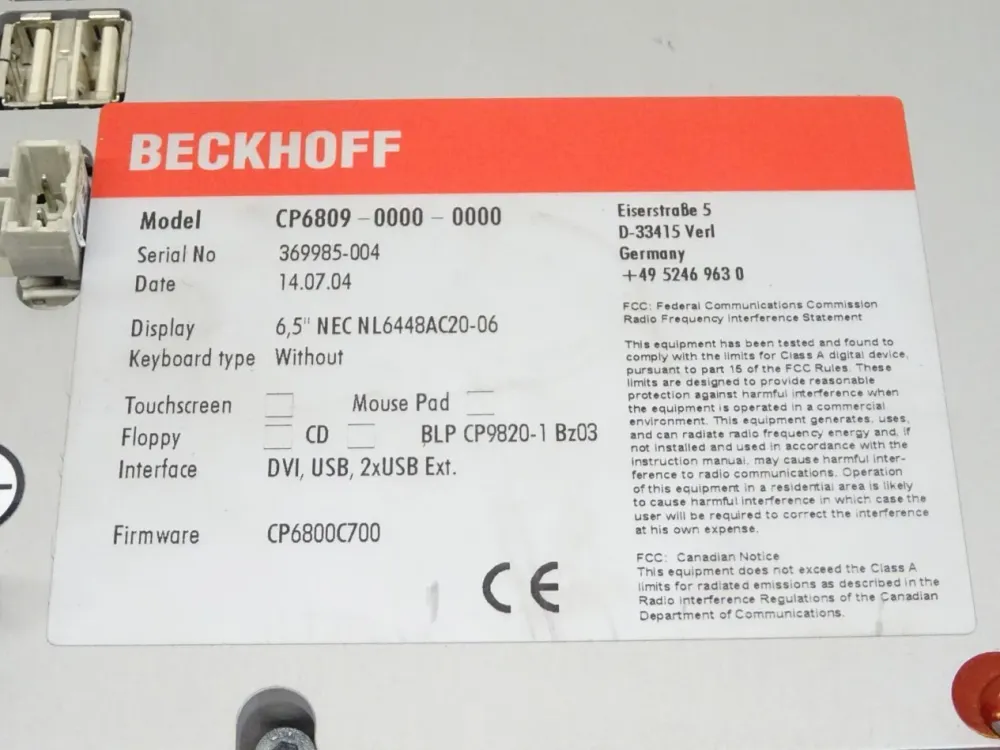 Beckhoff CP6809-0000-0000 6,5" Industrie Panel