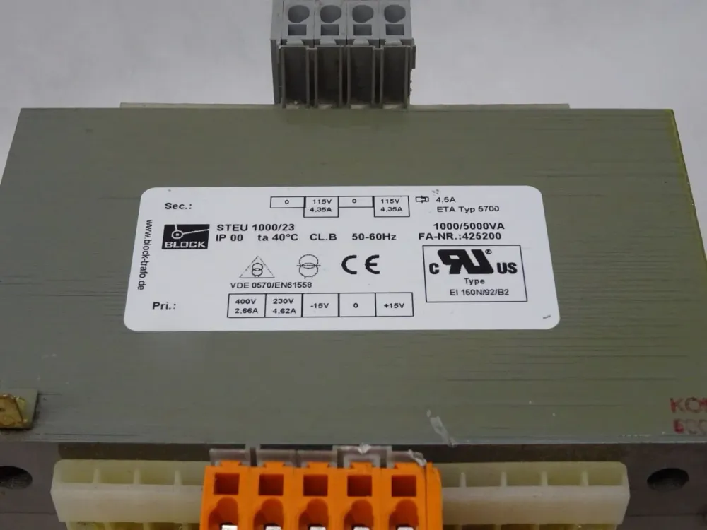 Block Trafo STEU1000/23 / 425200/ 1000/5000VA
