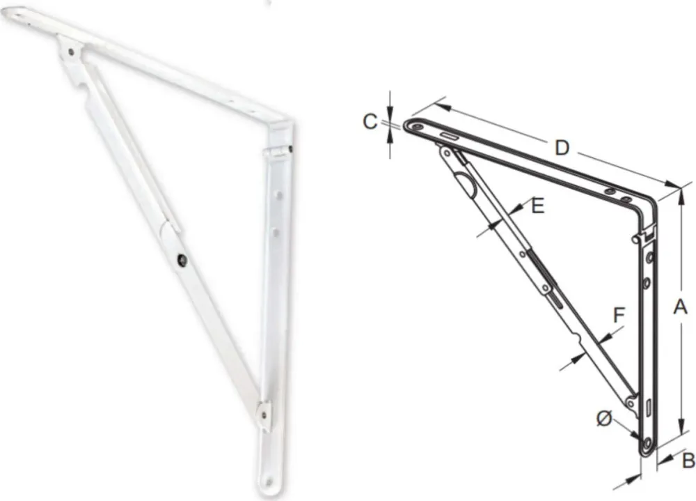 BOLIS ITALIA - REGGIMENSOLA PIEGHEVOLE 40CM - ACCIAIO VERNICIATO COLORE BIANCO ***