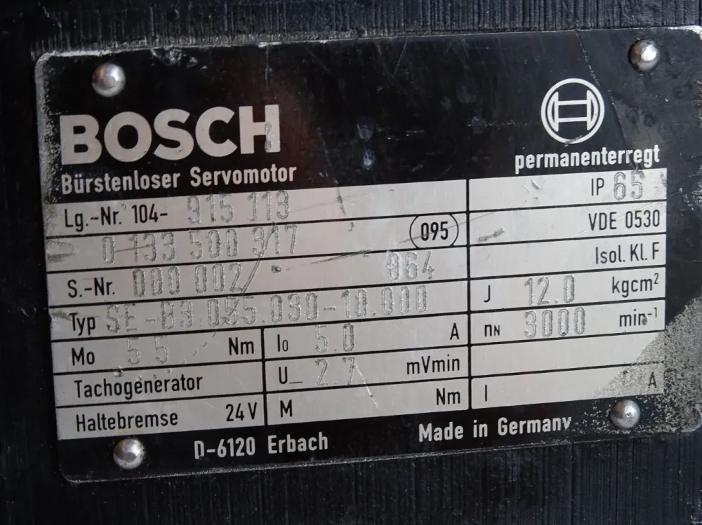 Bosch Bürstenloser Servomotor 0133500317 SE-B3.055.030-10.000 3000min-1