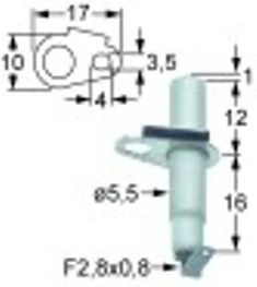 candela accensione lunghezza della flangia 17mm larghezza della flangia 10mm d1 diametro 5,5mm l1 1mm