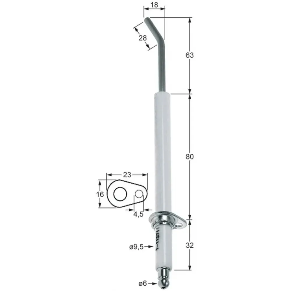 candela accensione lunghezza della flangia 23mm larghezza della flangia 1 16mm d1 diametro 9,5mm l1 63mm