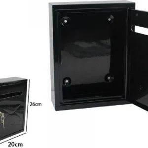 Cassetta Posta Postale Box Lettere Metallo Da Esterno Nera 26x20x7.5cm 64912