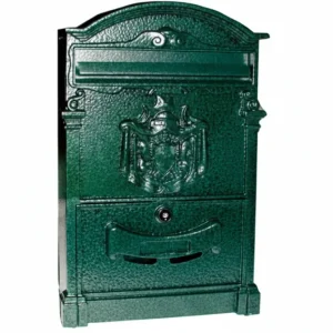 Cassetta Postale Alluminio Per Esterni Residence Verde Cm.25X9X41H. Colore Verde Anticato Quality