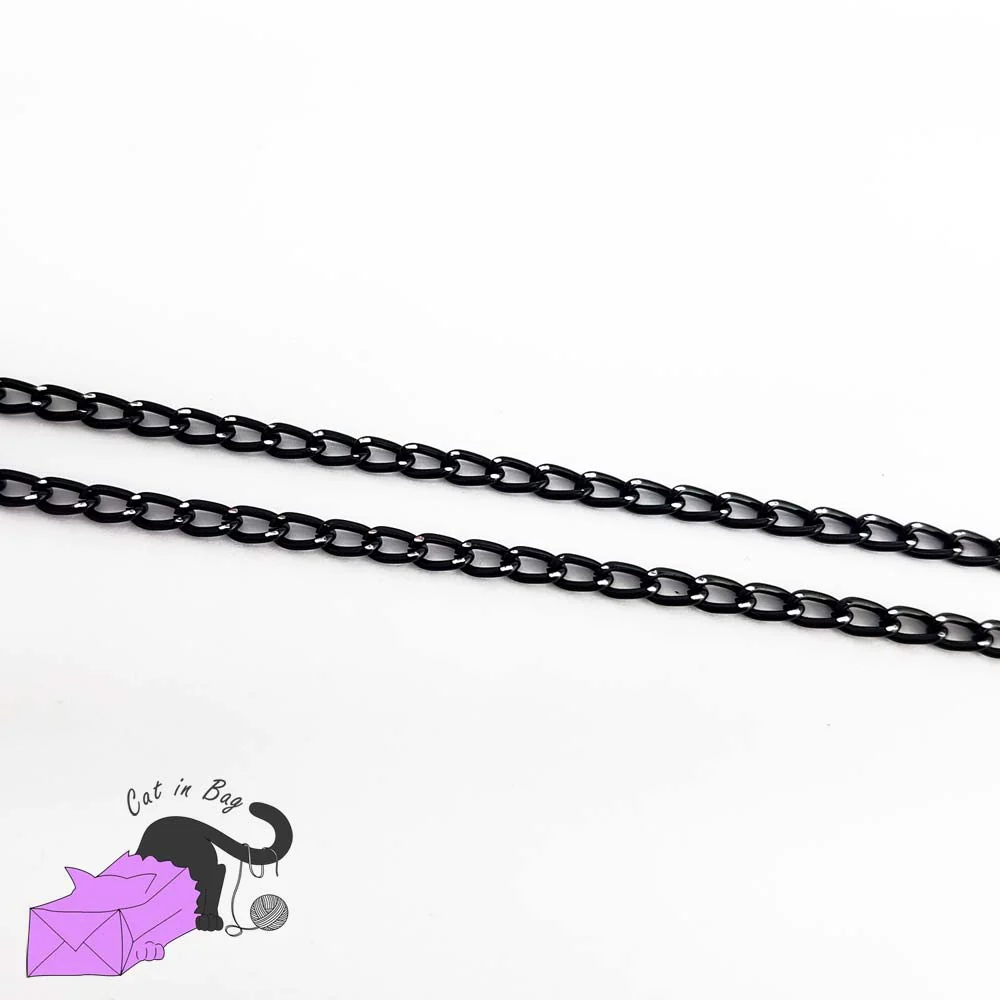 Catena alluminio nera 6x3.5 mm Cat in Bag