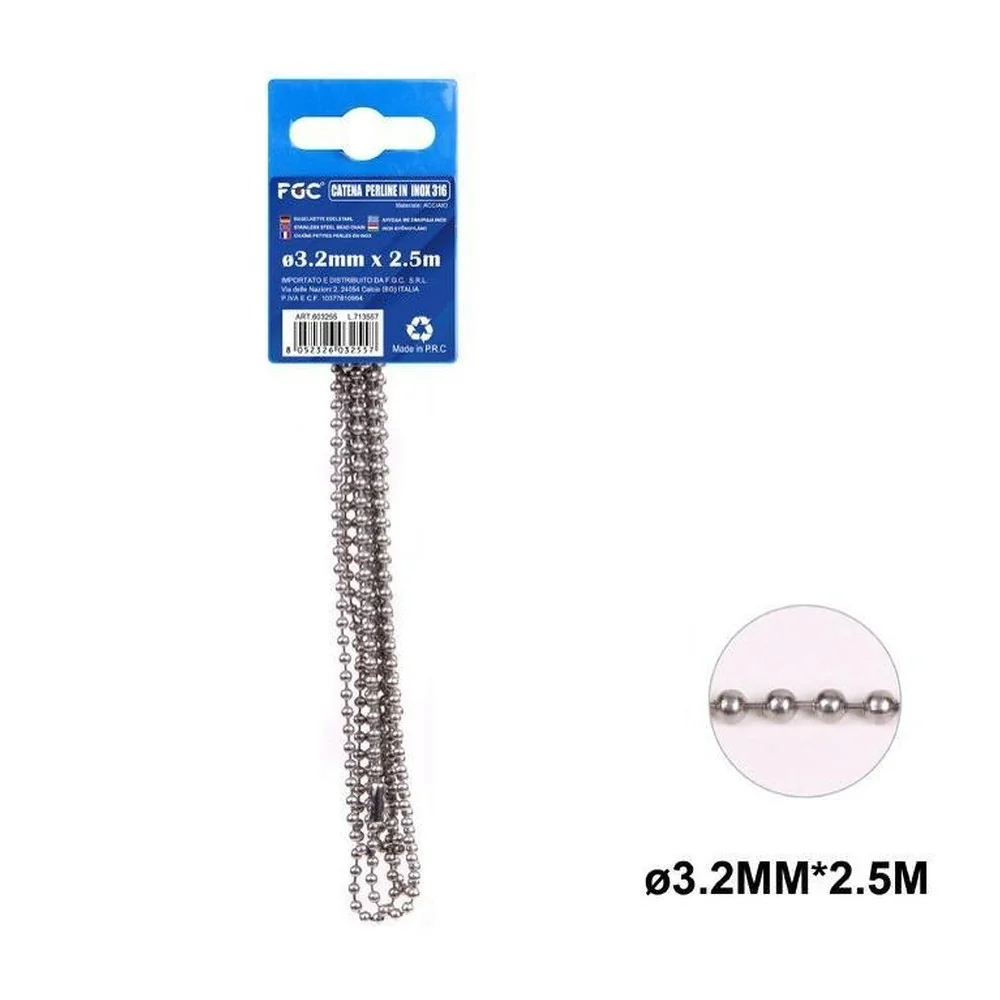 Hq Catena Perline Inox 316 3,2Mm x 2,5cM