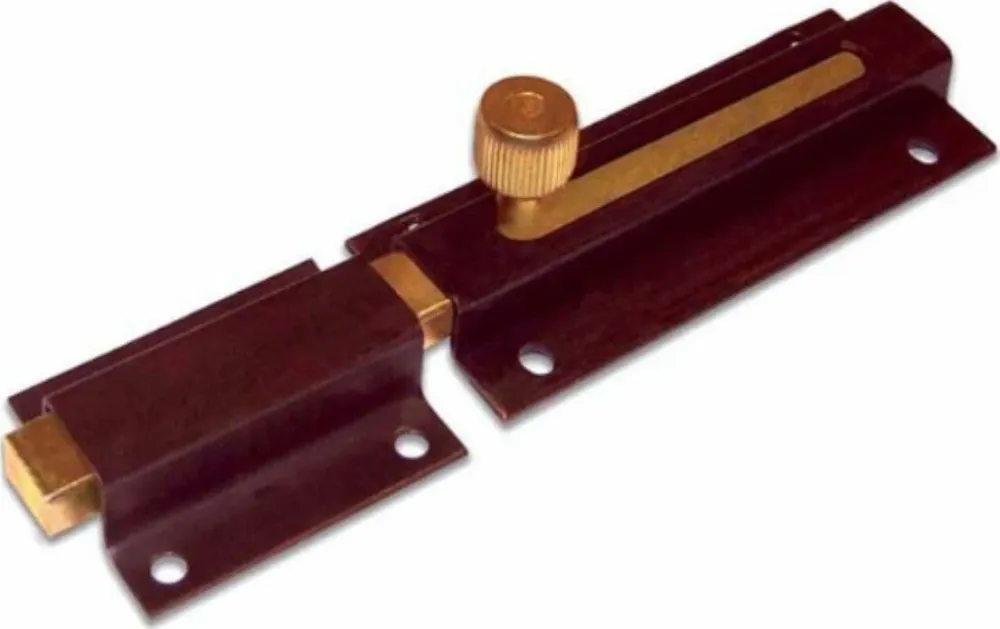 CATENACCIO TRAVE PER CHIUSURA PORTE 80MM CON CONTROPIASTRA - FERRO BRONZATO