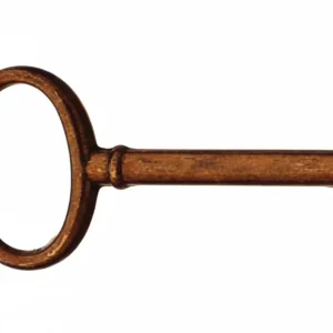 Chiavi Per Mobili Mod.33706 Ottone Patinato Pulito Testa Foume'- - Mm.70X34 Lunghezza Gambo Mm.42 - 5 Pezzi Metalstyle