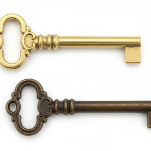 Chiavi Per Mobili Mod.33727 Ottone- - Mm.27X69 Lunghezza Gambo Mm.42 Ottone Lucido - 5 Pezzi Metalstyle