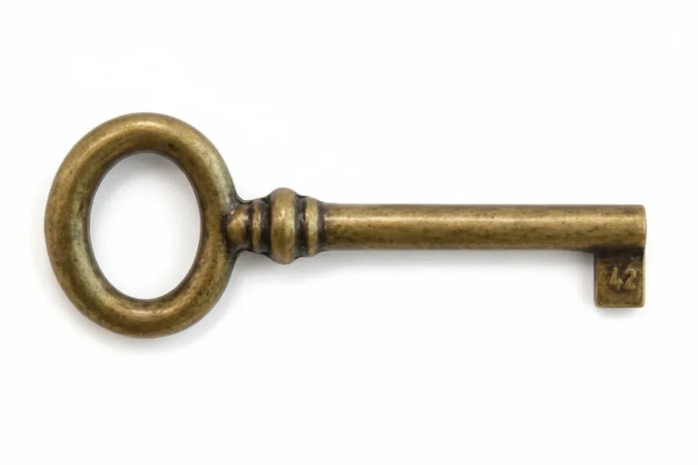 Chiavi Per Mobili Mod.33728 Ottone Florence- - Mm.29X77 Lunghezza Gambo Mm.42 - 10 Pezzi Metalstyle