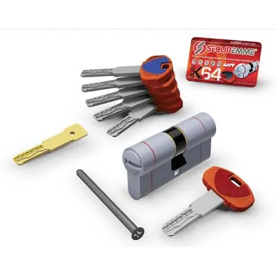 Cilindro Sagomato Evo K64 36C Hand Securemme Ott.Nich.Satin Chiavi 5 Mm 82 36+46
