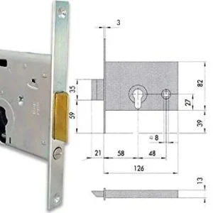 CISA - SERRATURE DA INFILARE CILINDRO PER FASCE H 82 MM ENTRATA 58MM AMBIDESTRA