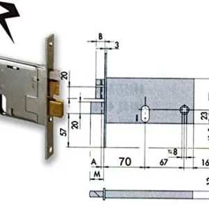 CISA SERRATURE DA INFILARE CILINDRO PER FASCE H 77 MM ENTRATA 80MM, AMBIDESTRA