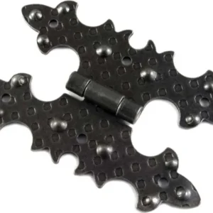 CONFEZIONE DA 1 PEZZO - CERNIERA RUSTICA PIANA FERRO MARTELLATO 92x55MM - COLORE NERO