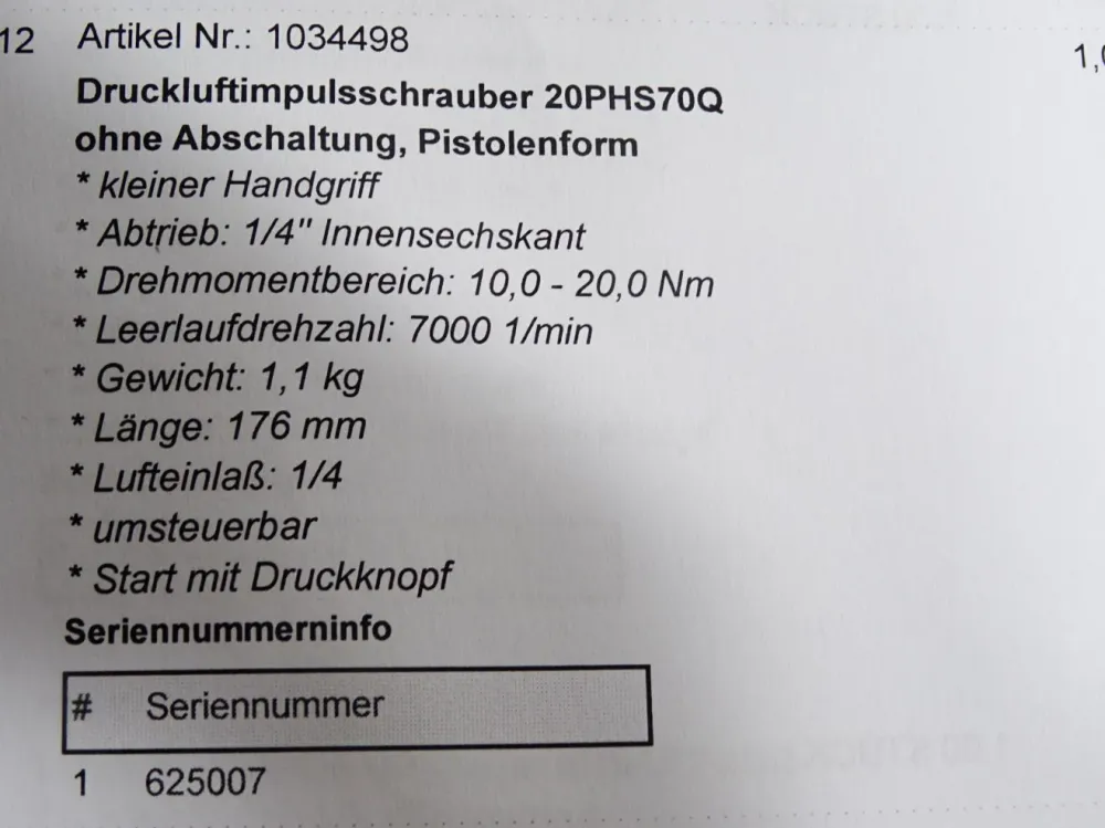 Cooper Cleco Druckluftimpulsschrauber 20PHS70Q / Neuwertig