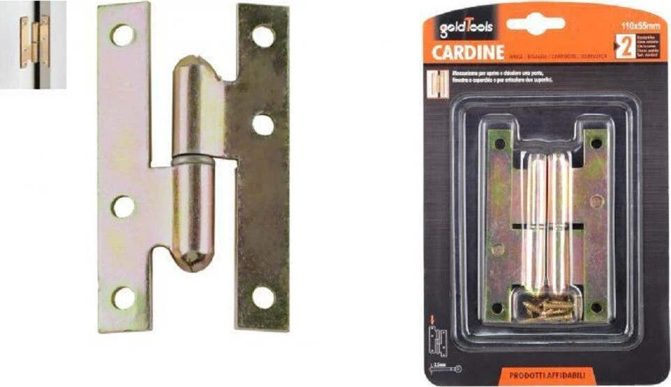 Coppia Cerniere Cerniera H Cardine Per Porta Finestra 110x55x2.5 Mm Viti 91158