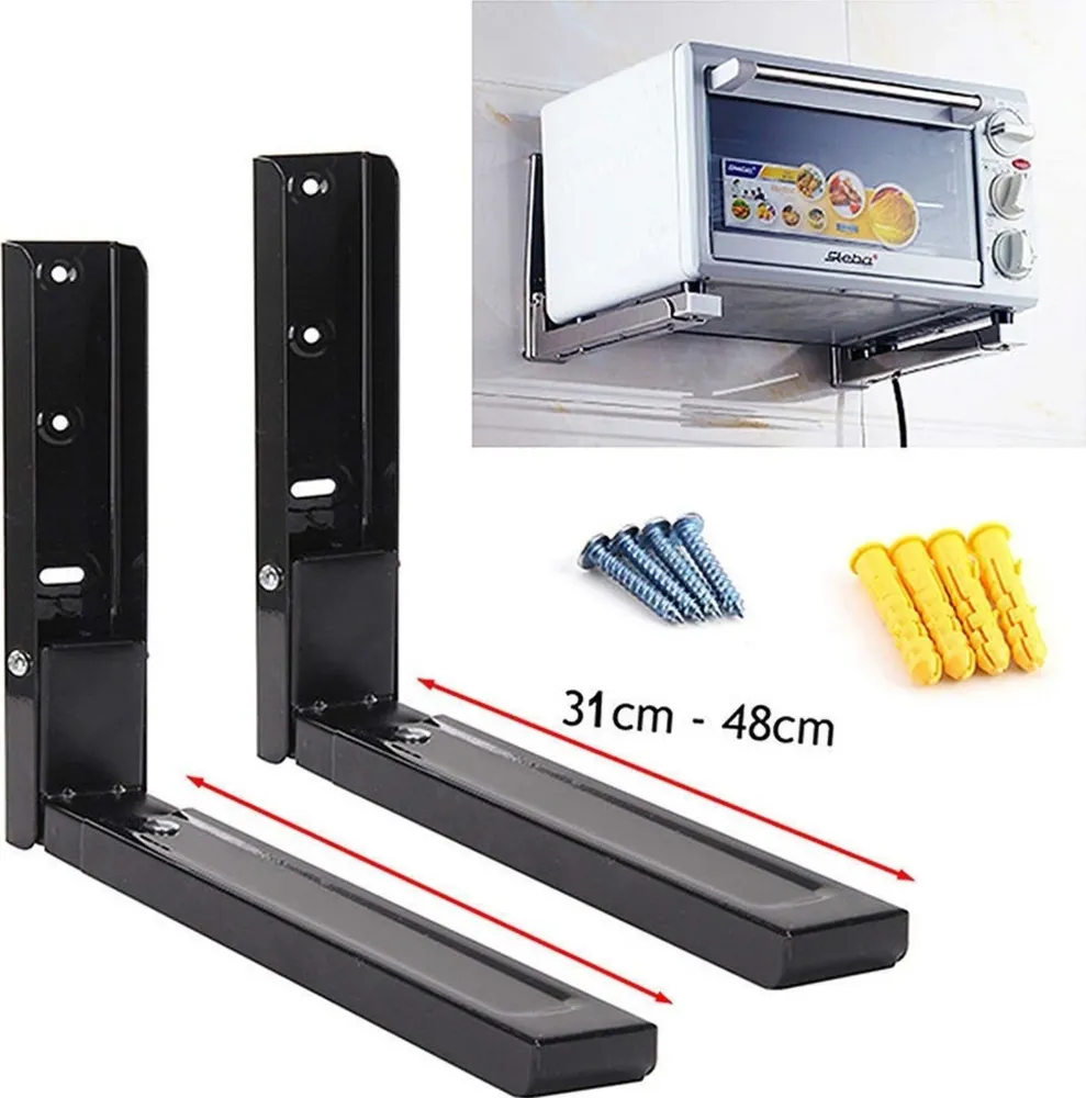 Coppia Staffe Parete Per Sospensione Forno Microonde 2 X Supporti Nero