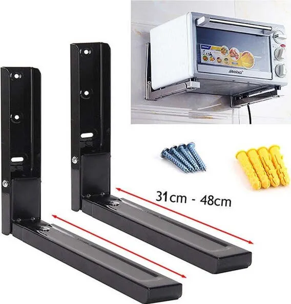 Coppia Staffe Parete Per Sospensione Forno Microonde 2 X Supporti Nero