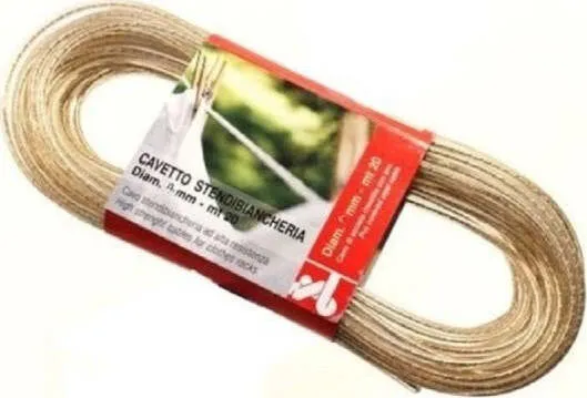 Corda Stendibiancheria 20mt 5mm Diametro Bucato Panni Acciaio Plastificato Cavo