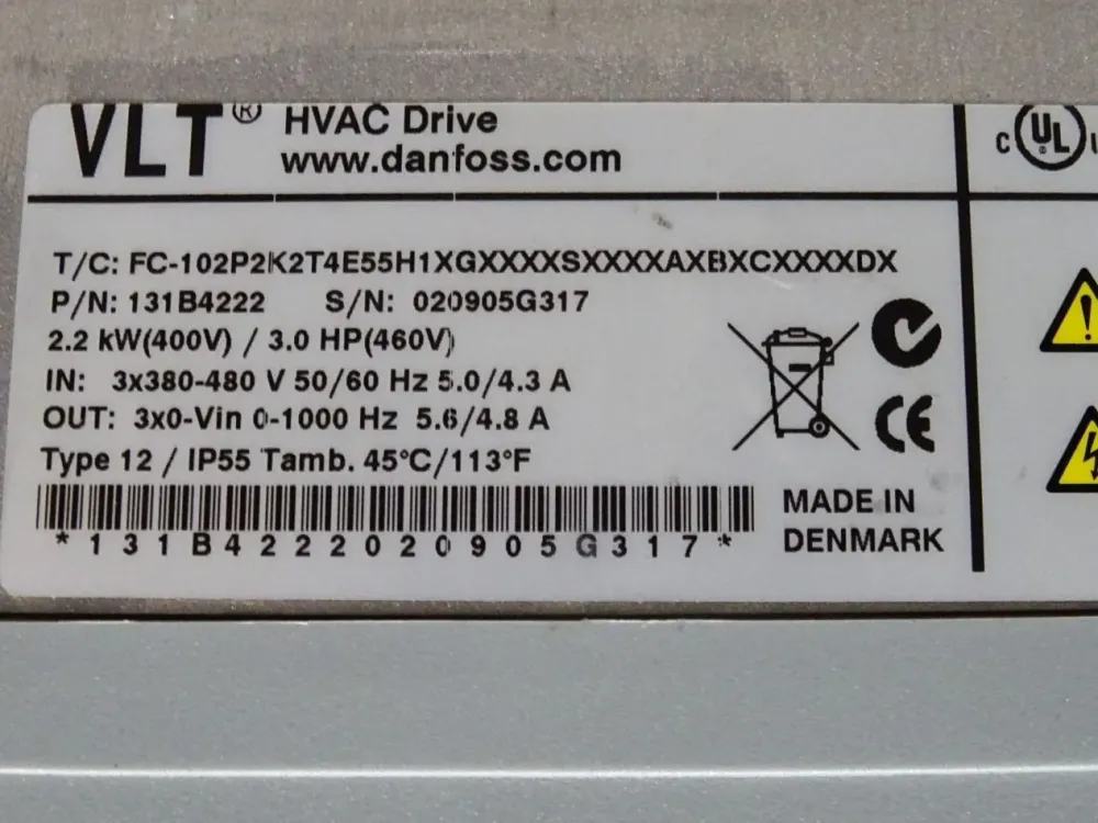 Danfoss VLT 131B4222 FC-102P2K2T4E55H1 Frequenzumrichter 2.2kW
