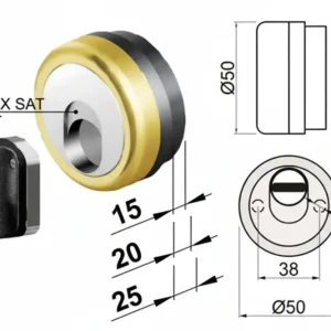Defender Magnetico Mag Monolito Antiacido Mr500 Ottonato Lucido Ø Mm.50X25H. 5 Chiavi Compatibile Serr. Cipierre Disec