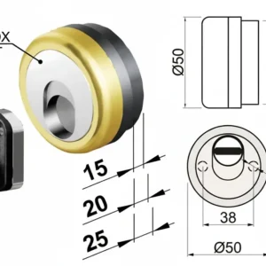 Defender Magnetico Mag Monolito Antiacido Mr500 Ottonato Lucido Ø Mm.50X25H. 3 Chiavi Compatibile Serr. Cipierre Disec