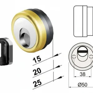 Defender Magnetico Mag Monolito Antiacido Mr500 Ottonato Lucido Ø Mm.50X15H. 5 Chiavi Compatibile Serr. Cipierre Disec