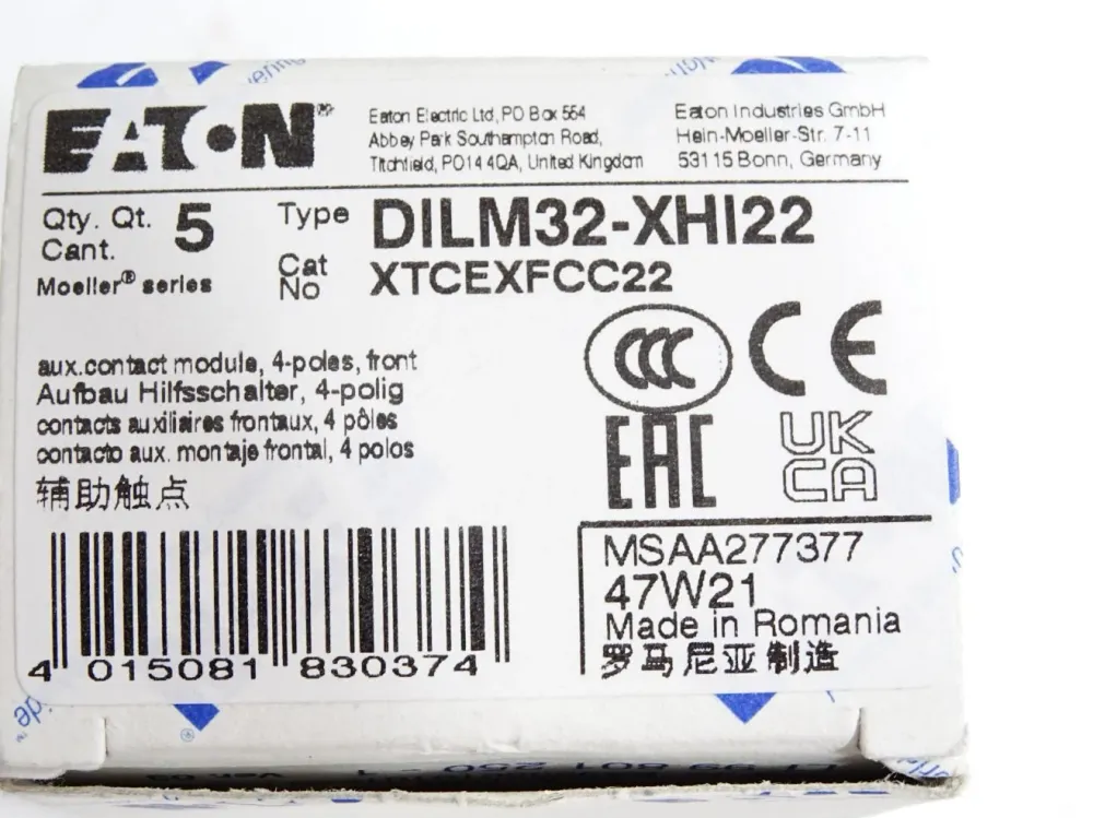 Eaton DILM32-XHI22 XTCEXFCC22 / Inhalt : 5 Hilffschalter / Neu OVP