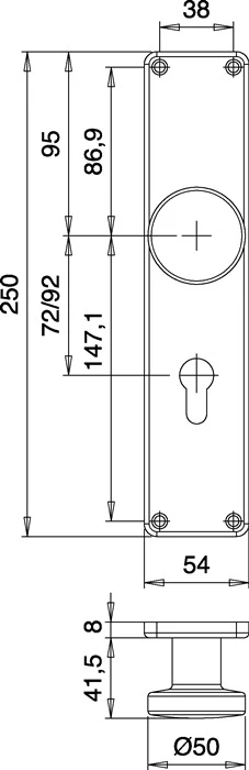 Manopola EDI piastra di rinnovo 344 Z ( 3000261363 ) acciaio inox EST 72 mm PZ