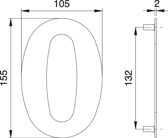 Numero civico EDI cifra 0 acciaio inox opaco ( 3000261315 )