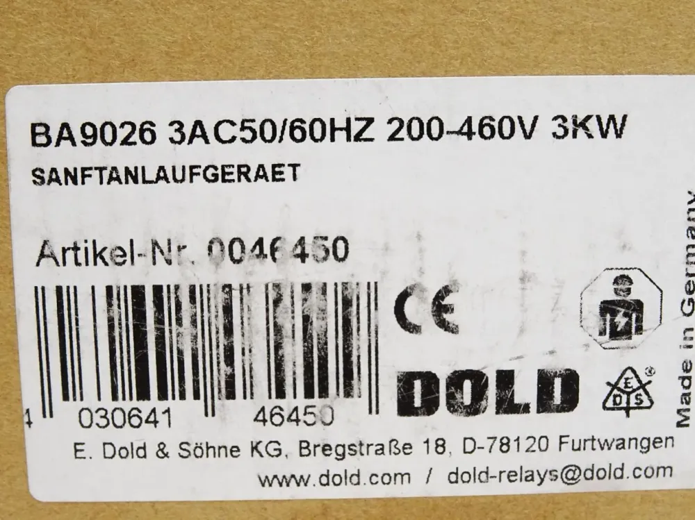 E.Dold & Söhne Sanftanlaufgerät BA9026 / Neu OVP