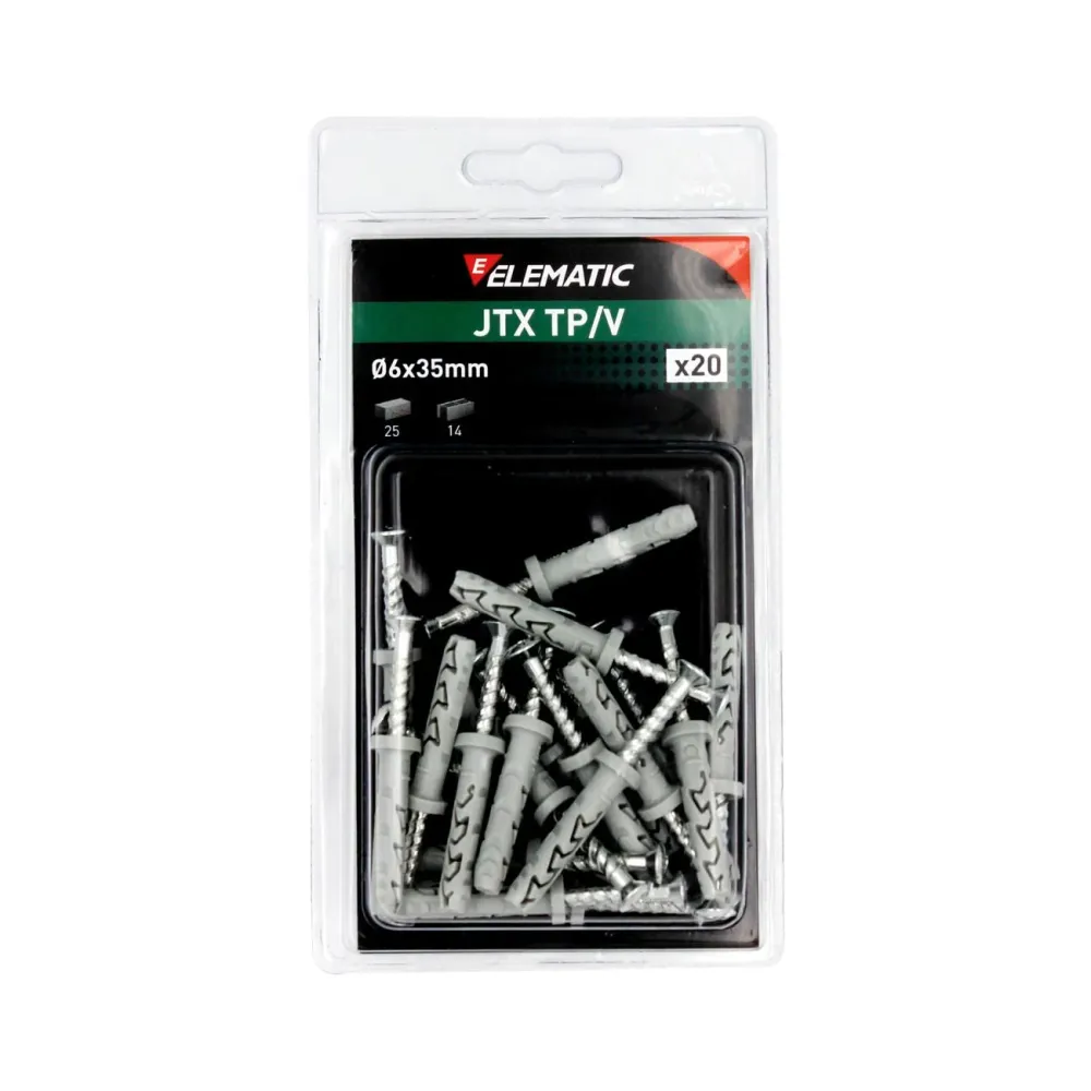 Elematic blister tassello jtx tp/v 6x35 c/vite 20 pz - 10 conf.