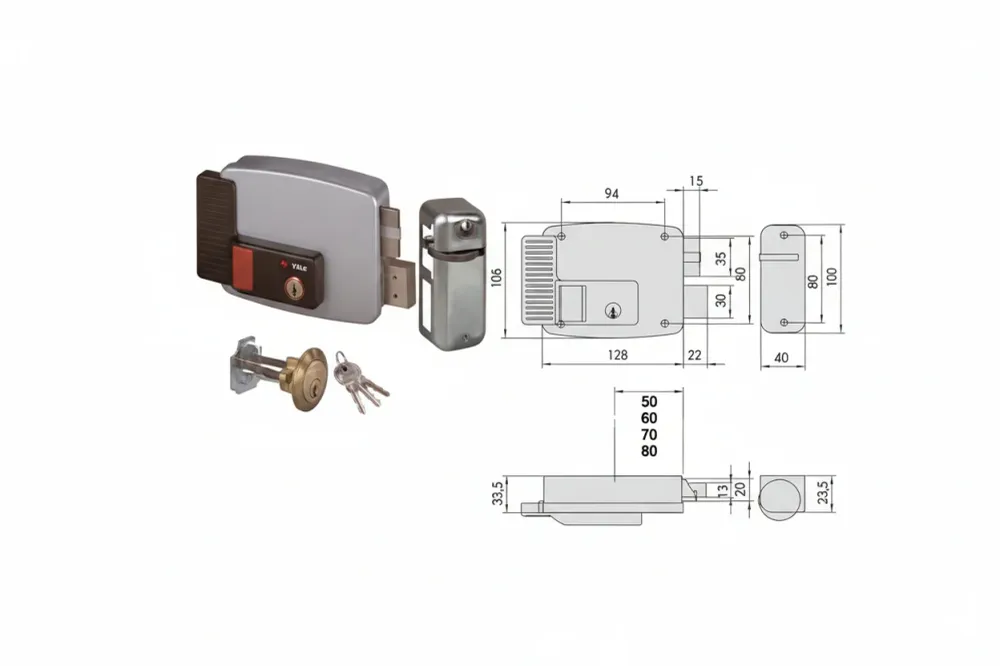 Elettroserratura Per Porte Legno Con Pulsante Interno 2 Mandate 11670 Mm.60 Sx (11670602) Cisa