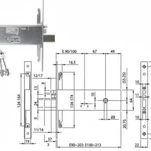 Elettroserratura Triplice Da Infilare Per Fascia D/Mappa Mm.64 H 96391- - Mm.100 (963910102) - 1 Pezzi Iseo